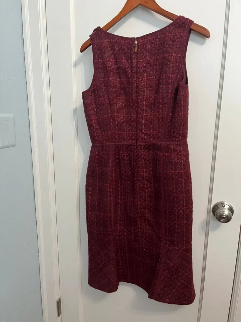 Tory Burch Drew Dress Dark Plum Tweed Sheath Sz 4 NWT $375 Retail